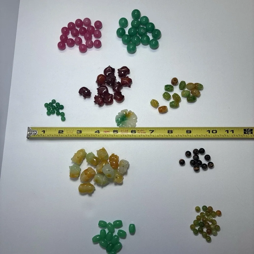 100+ Piece Natural Jadeite & Gemstone Bead Set for Jewelry Making Multicolor